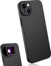MOJOGEAR 17mm lens case voor iPhone 15 — Schroefdraad voor macrolens, telelens, anamorphic lens of DOF-adapter — Stevig hoesje — Carbon — Zwart
