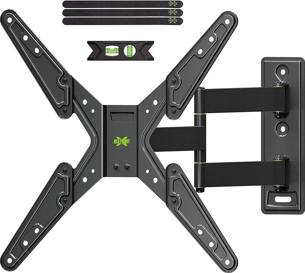 USX-MOUNT TV muurbeugel lange arm voor 26-55 inch LED 4K plasma tv's, TV hoekbeugel draaibaar kantelbaar, max. VESA 400x400mm, tv-muurbeugel tot 40 kg, tv-beugel lange armen