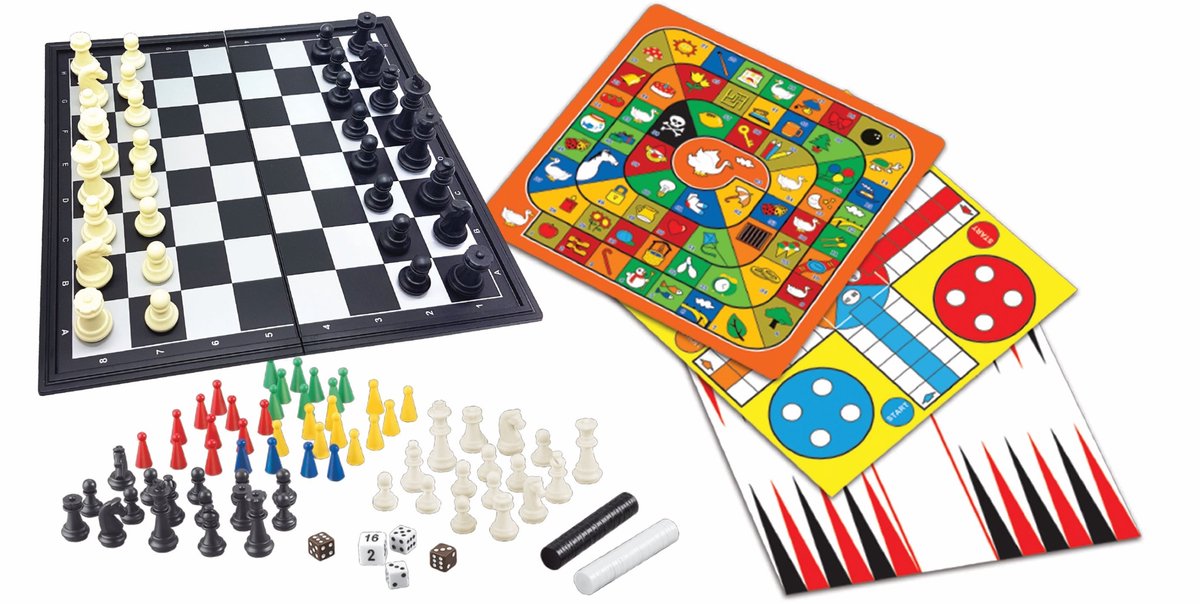 Magnetische bordspellen – set van 8 spellen in 1. Voor 2 tot 6 spelers