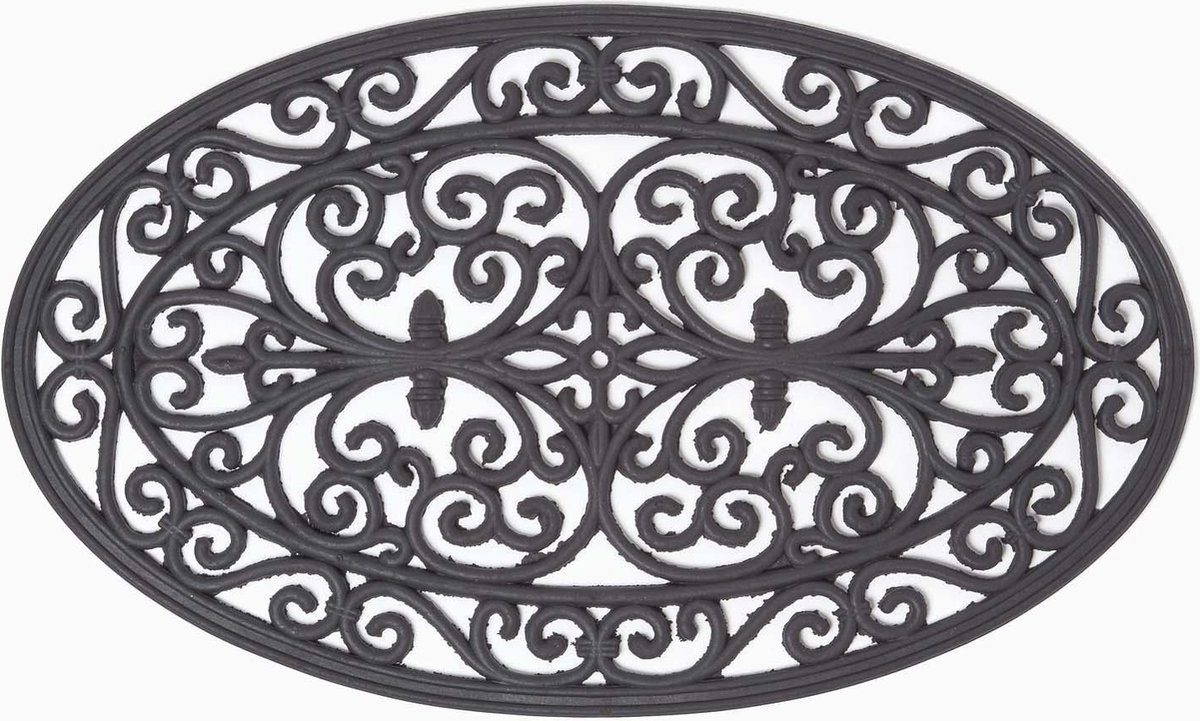 Homescapes - Ovale rubberen deurmat - 44x70 cm - zwart