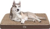 hondenkratbed, wasbaar hondenmatras, orthopedisch hondenbed met afneembare hoes, omkeerbare hondenmat, warm en koel, huisdierbed voor grote middelgrote honden, 90 x 60 x 7,5 cm, bruin