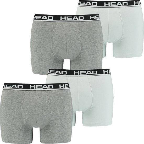 HEAD Heren Boxershorts Basic Boxer 4 Pack Grijs