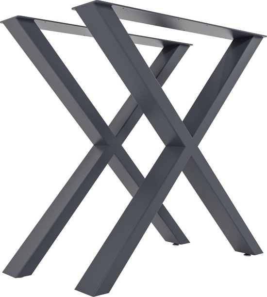 In And OutdoorMatch Tafelpoten Elliot - 2x - X-vormig tafelframe - Stalen tafelpoten - Zwarte tafelpoten - Industriële stijl - S