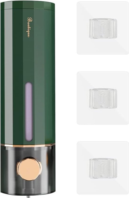 Vloeibare zeepdispenser wandmontage 450ml luxe douche handzeepdispenser zelfklevende shampoodispenser met 3 lijmen voor badkamer keuken groen