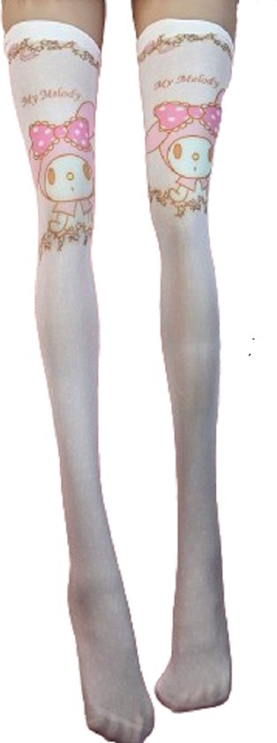 BamBella® - Hoge kousen hoge schattige panty sokken dames - hoge sokken Print roze wit