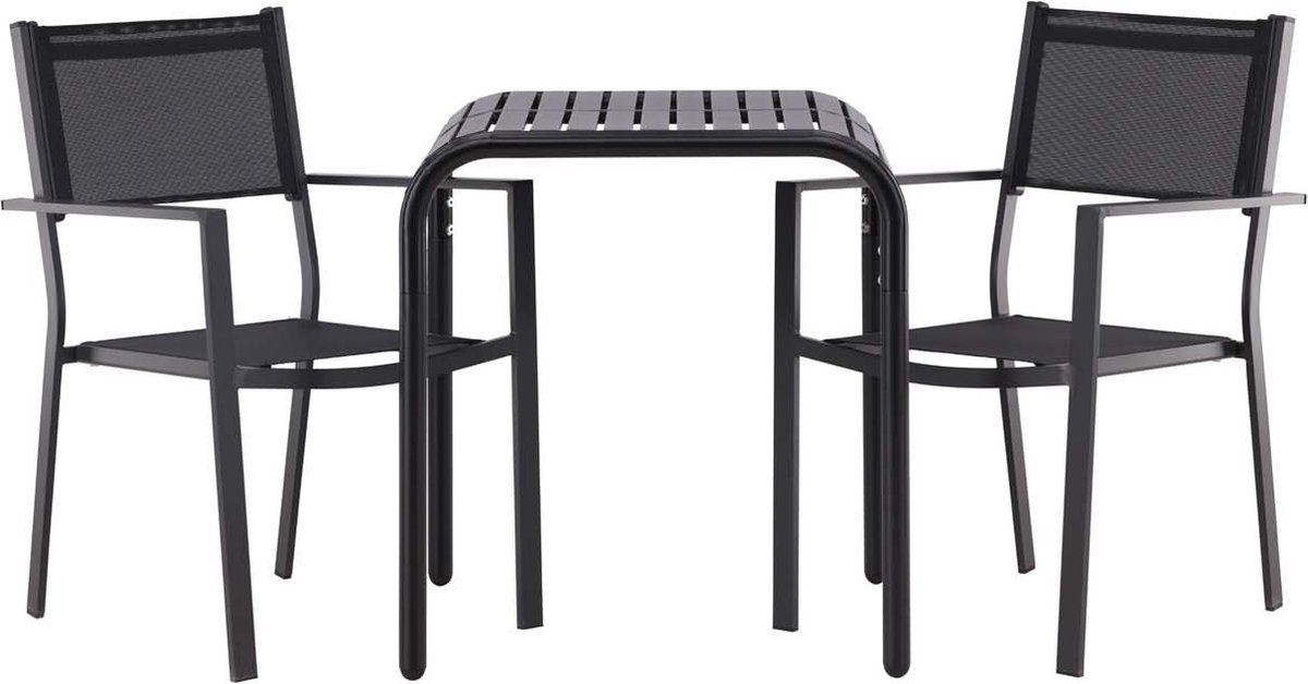 Borneo tuinmeubelset tafel, 2 stoelen zwart.
