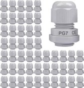 Presse-étoupe 50 pièces, PG7 en plastique IP68 étanche, joint de presse-étoupe réglable de 3 à 6,5 mm avec joints, connecteur fileté M12 × 1,5, protecteur de filetage (Wit)