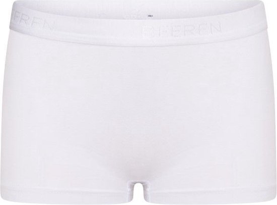 Witte katoenen boxershort met een logo op de tailleband.