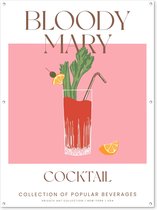 Tuinposter 120x160 cm - Cocktail - Bloody Mary - Roze - Vintage - Tuindecoratie voor buiten - Schutting decoratie - Tuin - Beach bar accessoires - Tuindoek - Buitenposter