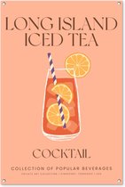 Tuinposter 80x120 cm - Cocktail - Long Island Iced Tea - Oranje - Vintage - Tuindecoratie voor buiten - Schutting decoratie - Tuin - Beach bar accessoires - Tuindoek - Buitenposter