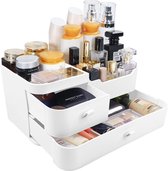 Make-up organizer, cosmetica-organizer, make-up, cosmetica opslag, make-up-opbergsysteem, make-up-opbergbox voor commode, slaapkamer, badkamer (2 laden, wit)