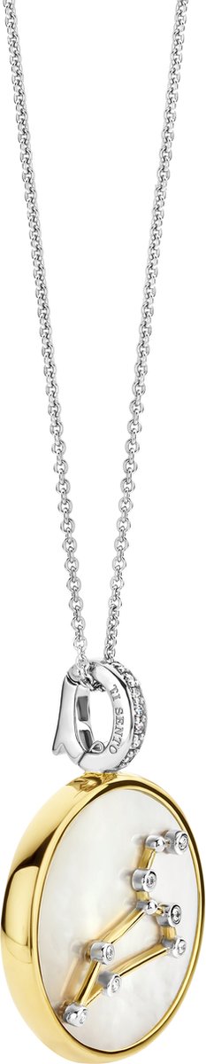 TI SENTO Dames Hanger - 925 zilver - Leeuw - Parelmoer met geel verguld - 6826LE