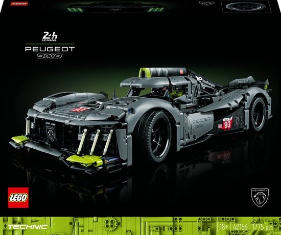 LEGO Technic PEUGEOT 9X8 24H Le Mans Hybrid Hypercar Modelauto Bouwpakket voor Volwassenen - 42156