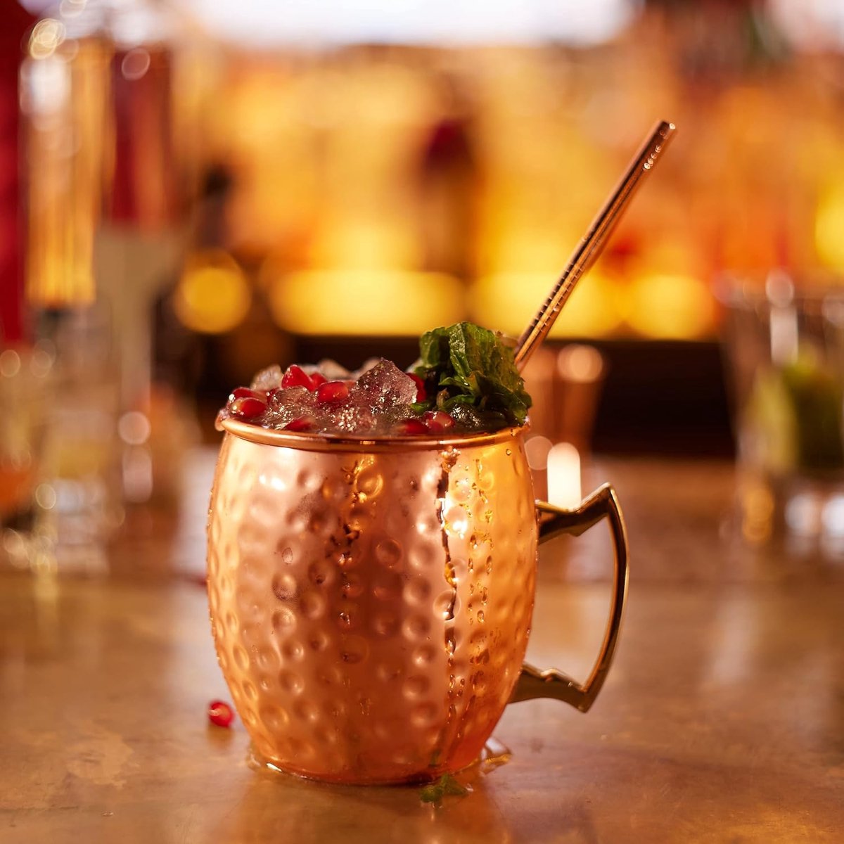 4er-Set Moscow Mule Becher 4 Strohhalme Edelstahl Cocktails Glühwein Heiß Kalt