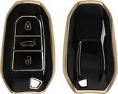 kwmobile autosleutel hoesje geschikt voor Opel 3-knops SmartKey autosleutel Keyless Go - autosleutel behuizing in zwart / goud