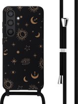 iMoshion Hoesje Geschikt voor Samsung Galaxy S24 Hoesje Met Koord - iMoshion Siliconen design hoesje met koord - Zwart / Sky Black