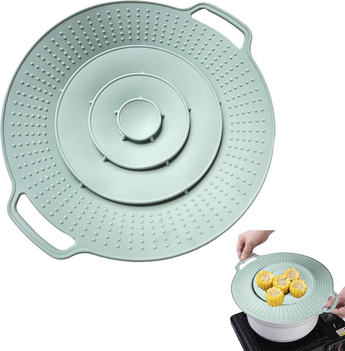 Siliconen anti-overloop pannenafdekking, magnetronafdekking, overkookbeveiliging Siliconen pannenafdekking, voor kookoppervlak, magnetron, kom om koken en spatten te voorkomen