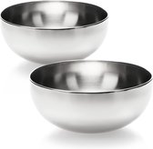 2-delige mengkommenset van roestvrij staal - roestvrijstalen kom - multifunctionele keukenkom voor snacks - zilverkleurige metalen kom - decoratieve kom (2 stuks - diameter 20 cm)