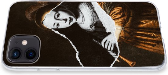 Coque iPhone 12 - Elizabeth Spiegel - Dirck Dircksz Santvoort - Zwart - Wit - Siliconen