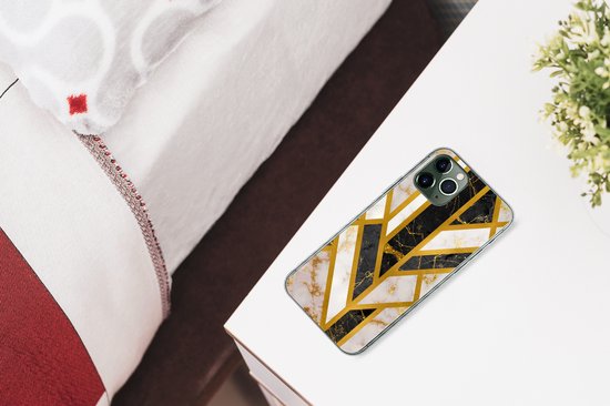 Coque iPhone 11 Pro - Marbre - Or - Glitter - Luxe - Siliconen