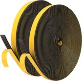 Afdichtingstape, zelfklevend voor deuren, ramen, schuimrubberen band, deurafdichting, rubberen afdichting voor botsingsafdichting, geluidsisolatie (zwart, 6 mm (B) x 1,5 mm (D)/20 m)