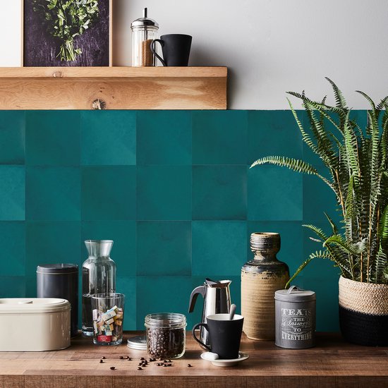 Plaktegels - Zelfklevende Tegels - 15x15 cm - Ulticool - Decoratie Sticker Tegels - Zeegroen Groen - 15 stuks - Toilet WC Gang Muurstickers - Plakfolie Tegelstickers - Sticktiles - Badkamer - Keuken