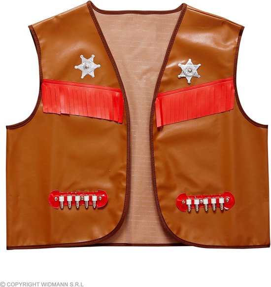 Widmann - Sheriff Kostuum - Dallas County District Sheriff Vest Bruin Man - Bruin - Medium / Large - Carnavalskleding - Verkleedkleding