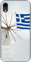 Geschikt voor iPhone XR hoesje - Traditionele windmolen en de vlag van Griekenland - Siliconen Telefoonhoesje