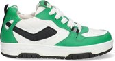 Braqeez 424254-565 Jongens Lage Sneakers - Groen/Wit/Zwart - Leer - Veters