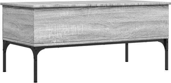 vidaXL - Salontafel - 100x50x45 - cm - bewerkt - hout - en - metaal - grijs - sonoma