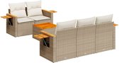 vidaXL - 6-delige - Loungeset - met - kussens - poly - rattan - beige