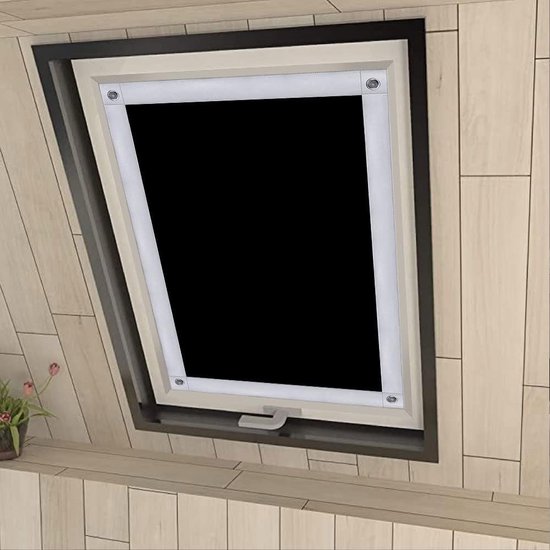 Rolgordijn voor dakraam, 100% verduistering, zonder boren, zonwering, verduisterend rolgordijn met zuignappen voor ramen, zwart, 96 x 115 cm