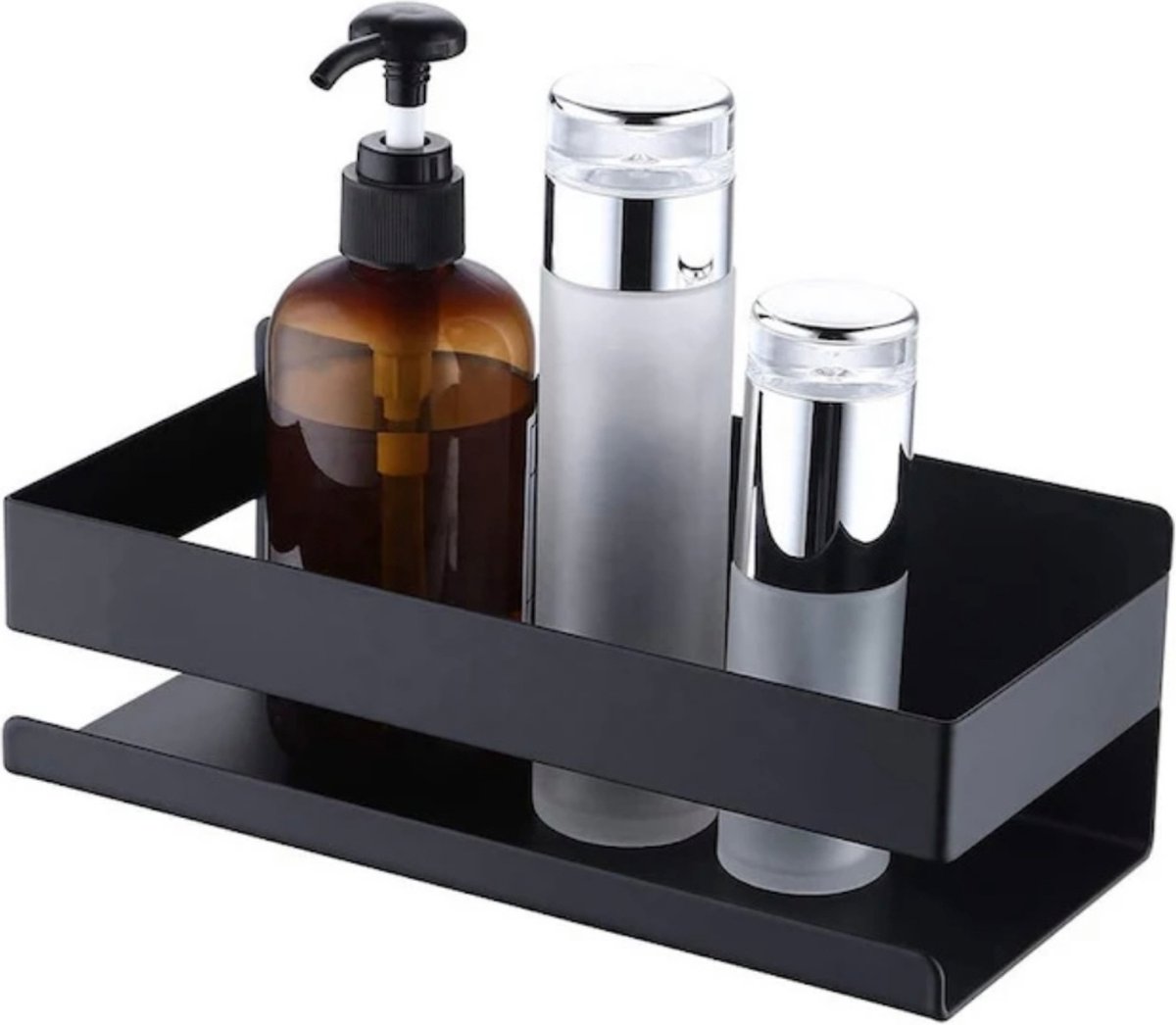 EAVY - Badkamerplank - Planchet - Badkamerrekje - Wandrek - Doucheplank - Shampoo rekje - Organizer - Badkamer plank - Metaal - Zwart