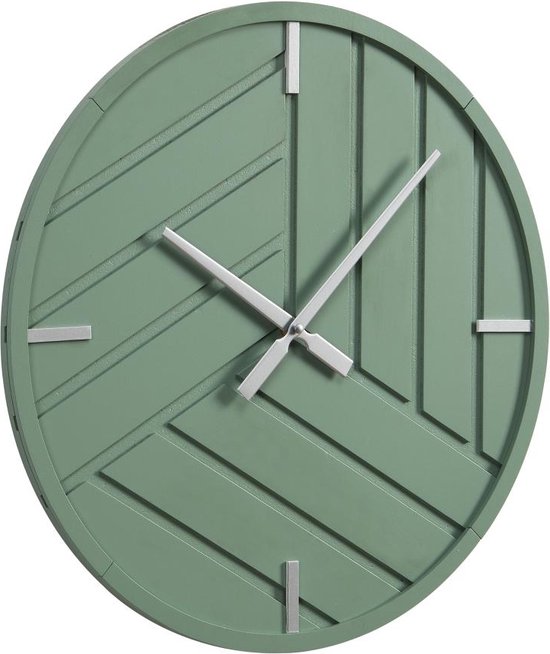 OZAIA Moderne wandklok - D. 50 cm - Groen en zilverkleurig - HERTI L 50 cm x H 4 cm x D 50 cm