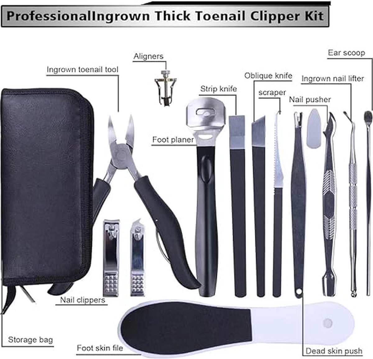 manicure set -Wenkbrauwverzorgingsset, Roestvrijstalen Nagelverzorgingstools 16