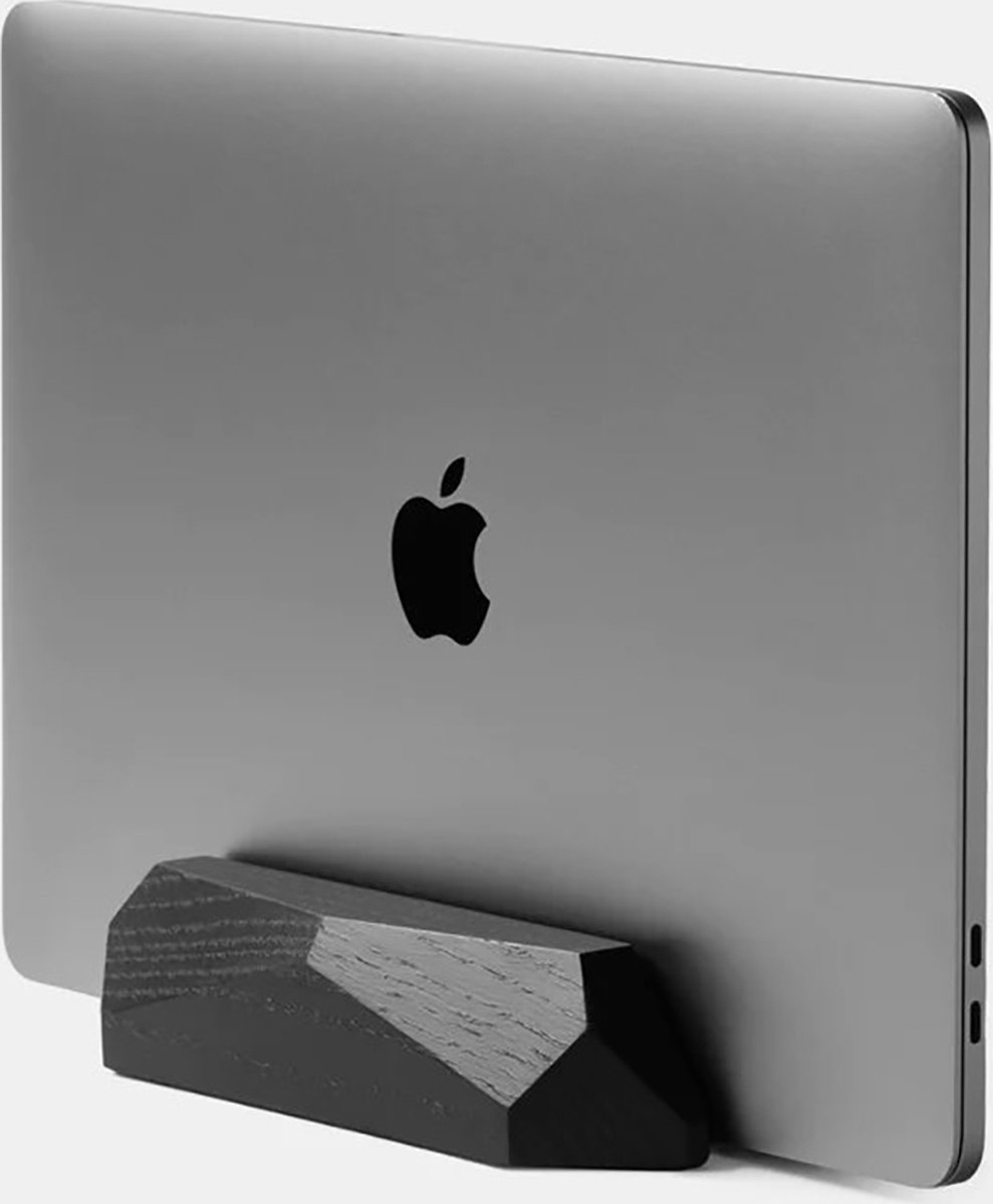 Oakywood Laptop Dock - Zwart Massief Eiken - Echt Hout Verticale MacBook/Laptop Standaard - Clean Desk Design