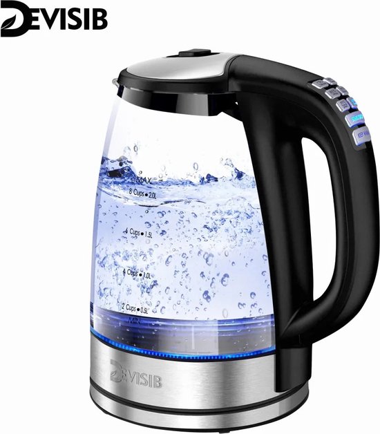 Waterkoker - 2 Liter Inhoud - Houdt Tot 4uur Warm - Waterkoker Met Temperatuurregeling - Elektrisch - Blauw Led Verlichting - 2200W