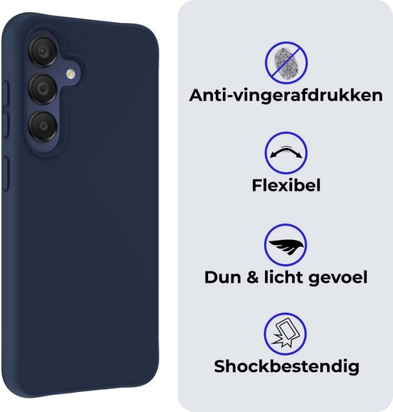 Coque Compatible avec Samsung A15 Coque Siliconen Case Cover - Coque Compatible avec Samsung Galaxy Galaxy A15 Case Cover Case - Bleu Foncé