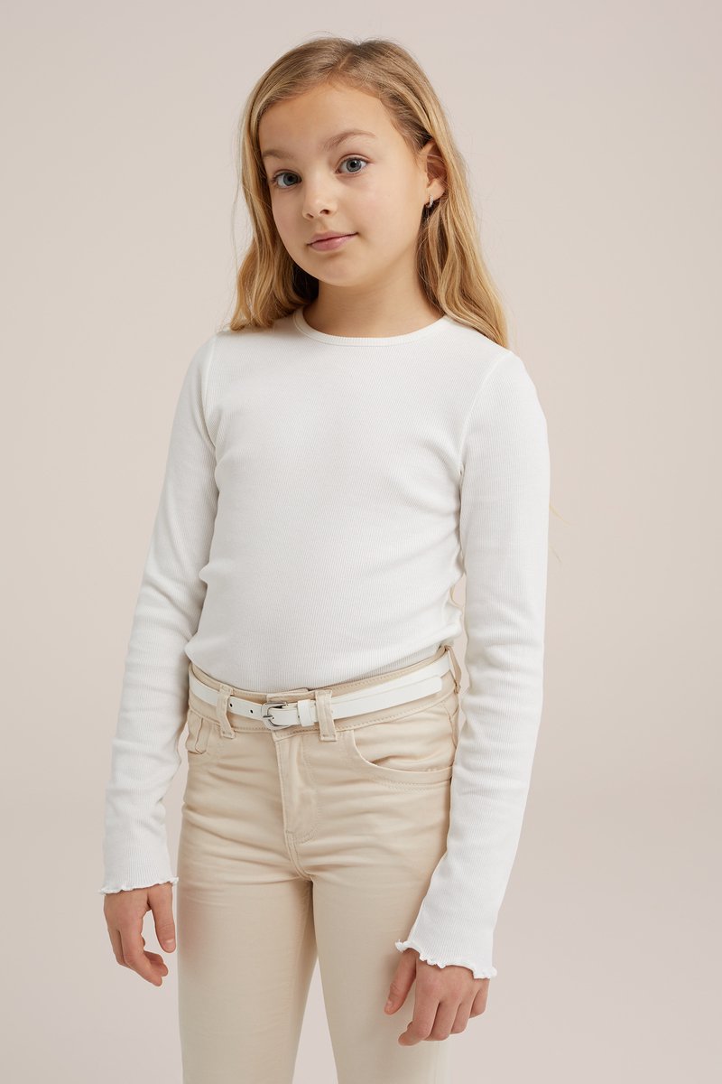 WE Fashion Meisjes T-shirt van ribstof