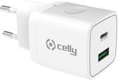 Celly - ProPower Oplader USB en USB-C 20W - Kunststof - Wit