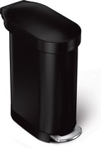 Simplehuman - Prullenbak Slim 45 liter - Zwart - Roestvast Staal