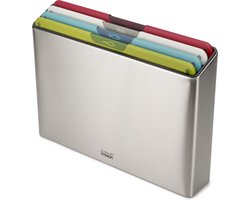 Joseph Joseph - Folio Icon 4 Snijplanken in Stalen Houder - Kunststof - Zilver