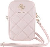 Guess Quilted 4G Metal Logo Wallet Pouch met Riem (7 Inch) - Roze