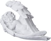 Relaxdays statue de jardin ange - endormi - décoration funéraire résistante aux intempéries - ange gardien - blanc