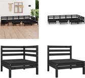 vidaXL 10-delige Loungeset massief grenenhout zwart - Loungeset - Loungesets - Tuinset - Tuinbank