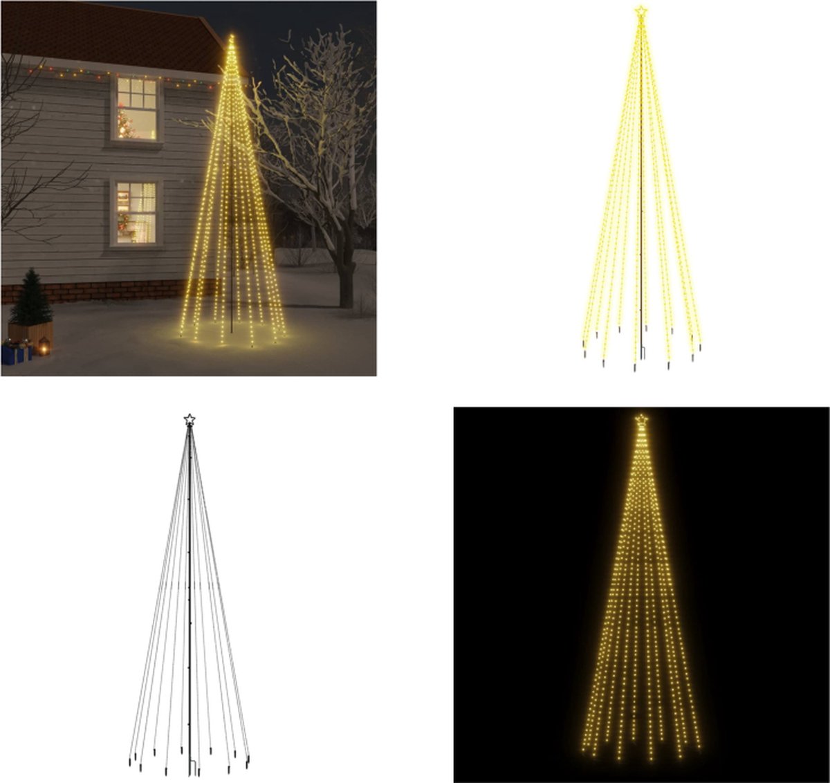 vidaXL Kerstboom met grondpin 732 LED's warmwit 500 cm - Kerstboom Met Grondpin - Kerstbomen Met Grondpinnen - Kunstkerstboom - Kerstkunstboom