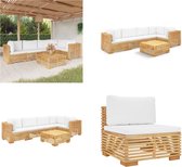 vidaXL 6-delige Loungeset met kussens massief teakhout - Loungeset - Loungesets - Loungeset Voor De Tuin - Loungeset Voor Terras