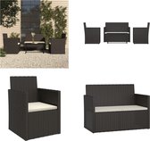 vidaXL 4-delige Loungeset met kussens poly rattan zwart - Loungeset - Loungesets - Lounge Set - Lounge Sets