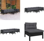 vidaXL 7-delige Loungeset met kussens grenenhout zwart - Loungeset - Loungesets - Lounge Set - Lounge Sets