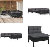 vidaXL 9-delige Loungeset met kussens massief grenenhout zwart - Loungeset - Loungesets - Lounge Set - Lounge Sets